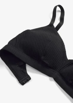 bonprix Wäsche·Baumwollunterwäsche|Nachhaltigere Materialien^Gepolstertes Bralette ohne Bügel aus gerippter Bio-Baumwolle schwarz