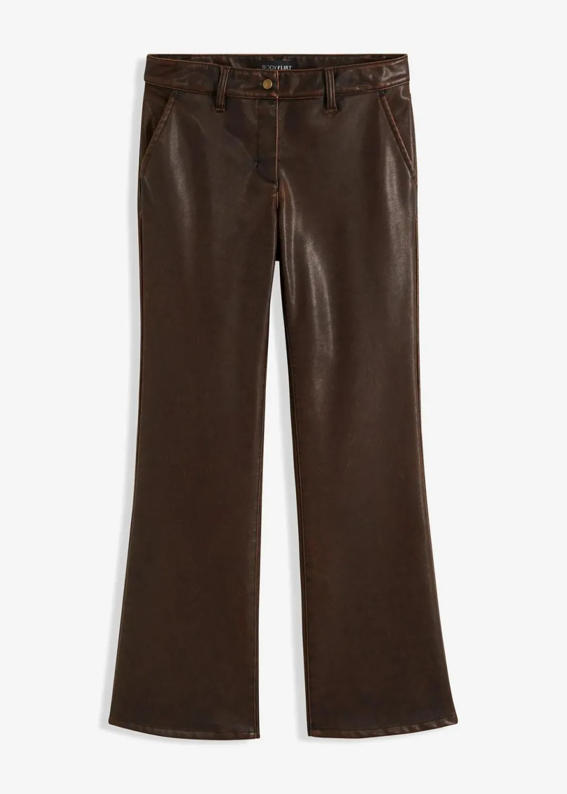 bonprix Bekleidung·Kleider|Hosen^Gerade Lederimitat-Hose terrabraun/nussbraun used