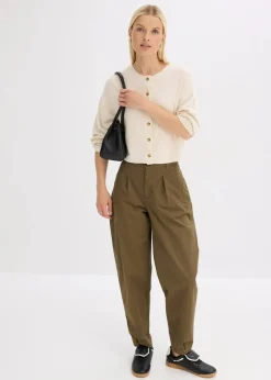 bonprix Pullover & Strickjacken|Zweiteiler & Sets^Gerippte Feinstrickjacke kieselbeige meliert