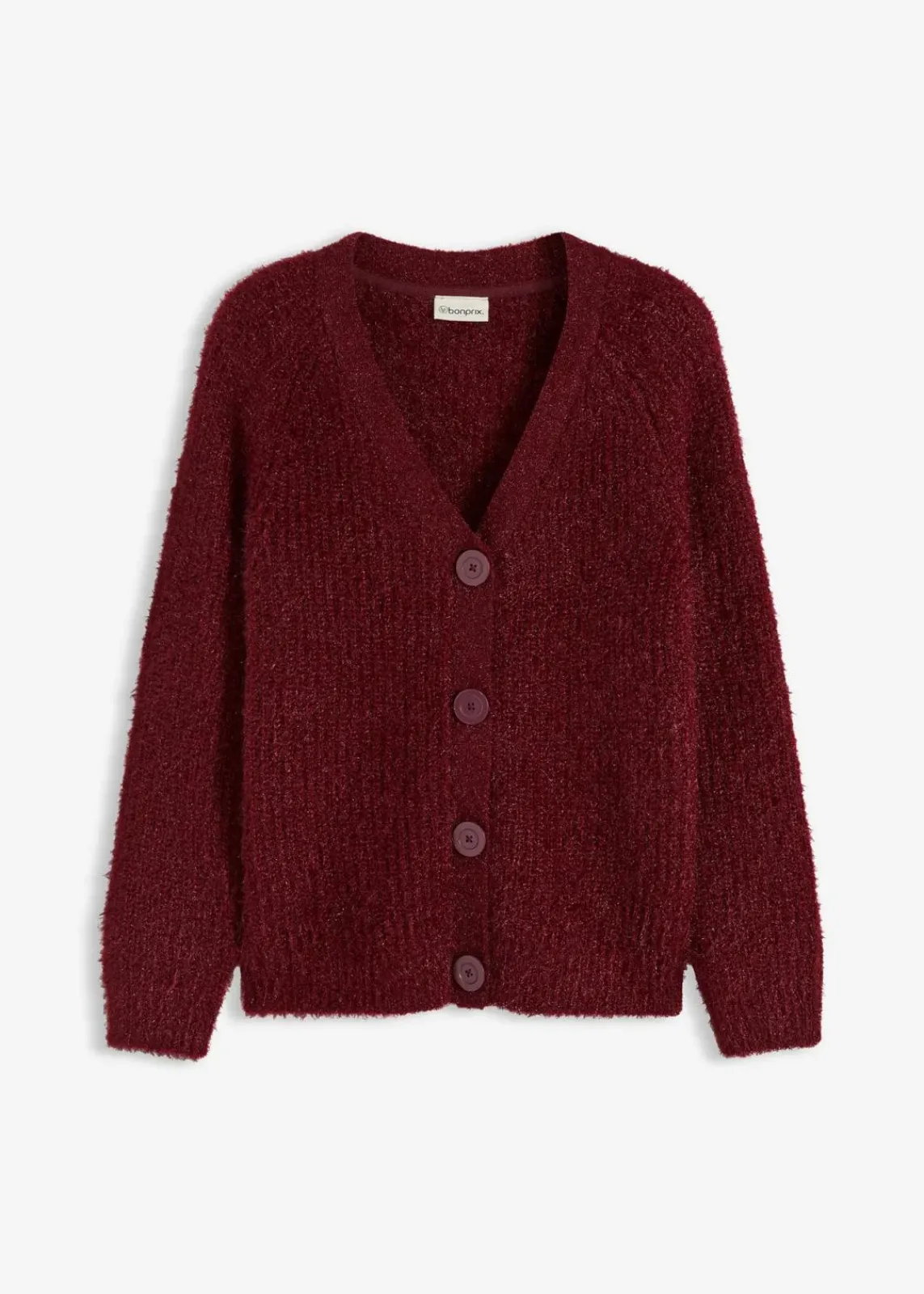 bonprix Bekleidung·Umstandsmode|Pullover & Strickjacken^Gerippte Grobstrickjacke rubinrot