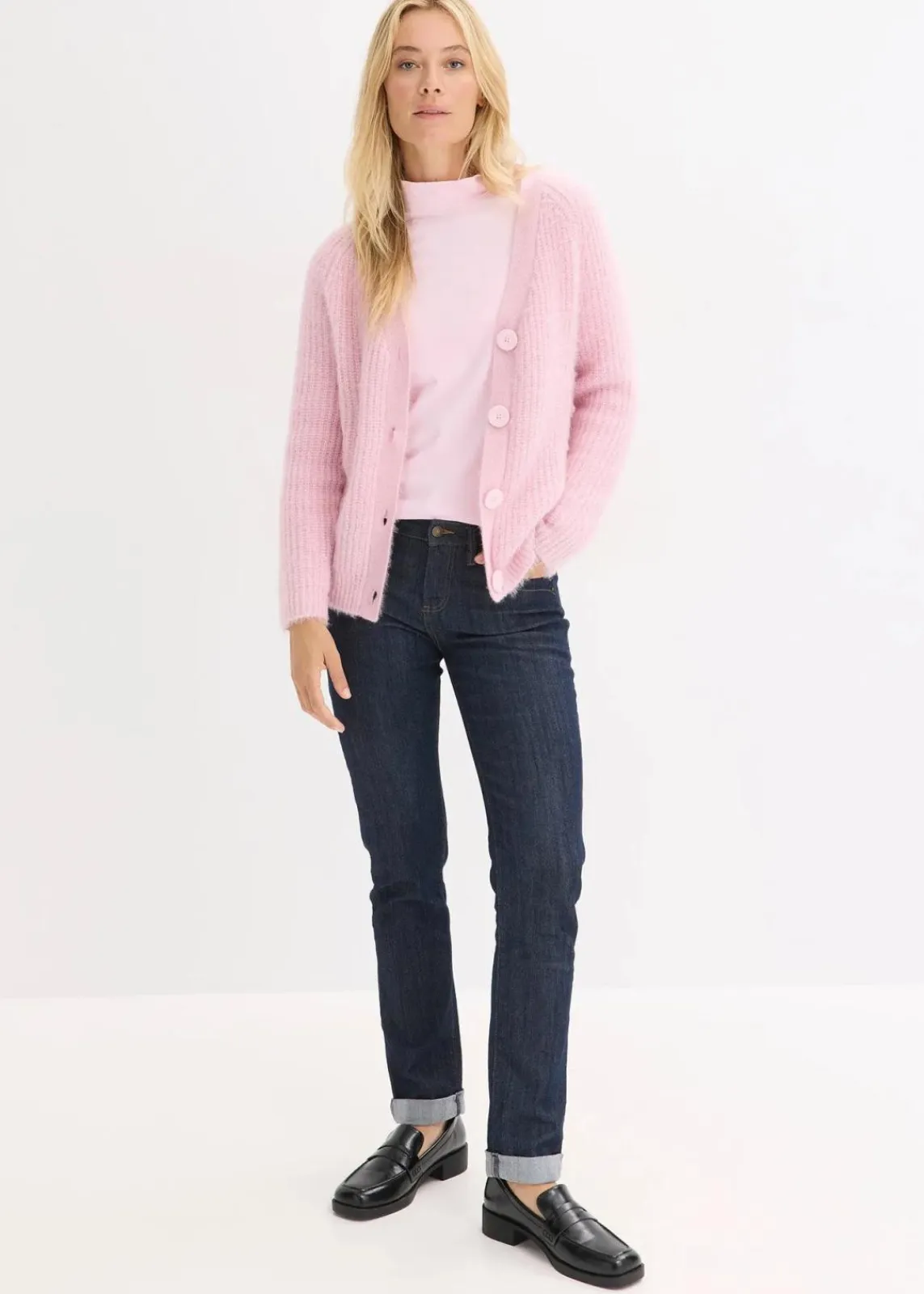 bonprix Bekleidung·Umstandsmode|Pullover & Strickjacken^Gerippte Grobstrickjacke kristallrosa