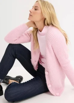 bonprix Bekleidung·Umstandsmode|Pullover & Strickjacken^Gerippte Grobstrickjacke kristallrosa