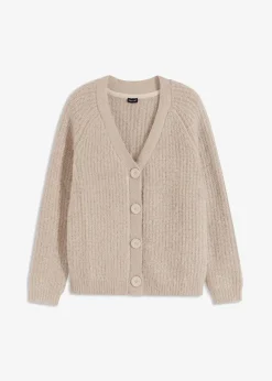 bonprix Pullover & Strickjacken|Strickmode^Gerippte Grobstrickjacke kitt