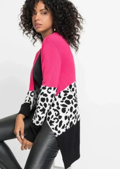 bonprix Bekleidung·Umstandsmode|Bekleidung·Jeans^Gerippte Longstrickjacke schwarz leo