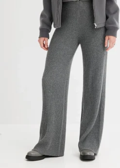 bonprix Bekleidung·Kleider|Hosen^Gerippte Palazzo-Hose anthrazit meliert