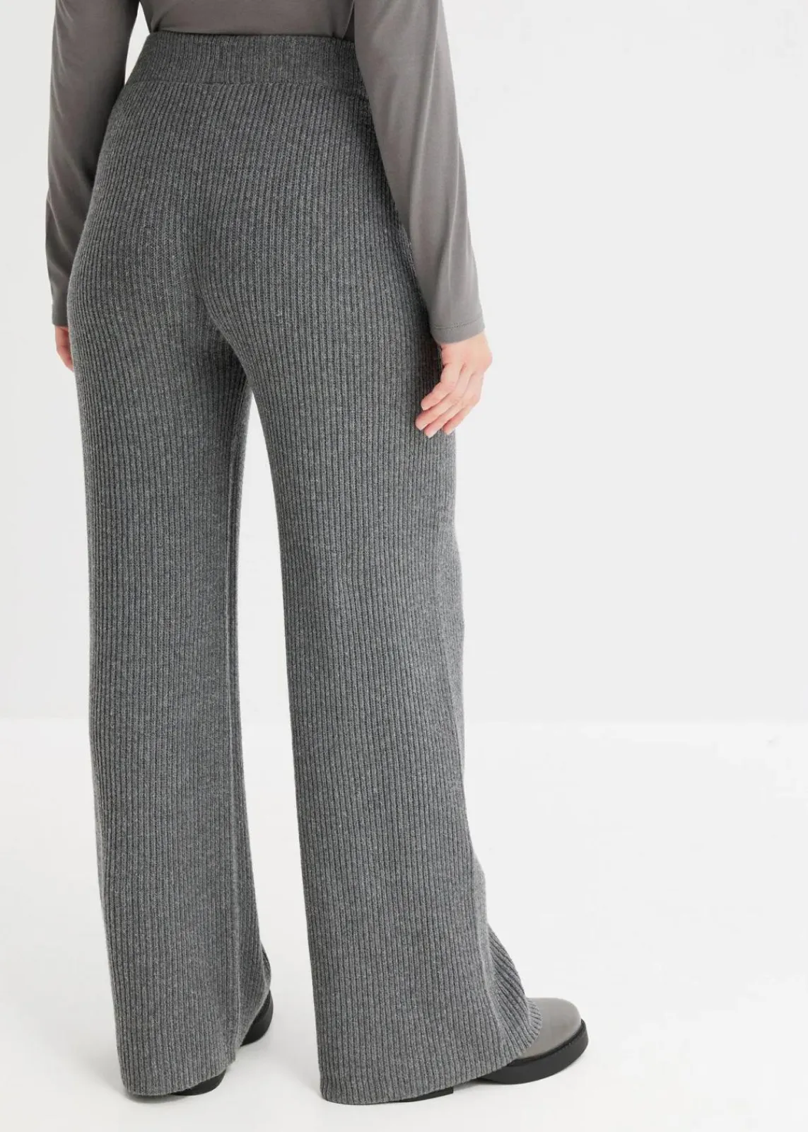 bonprix Bekleidung·Kleider|Hosen^Gerippte Palazzo-Hose anthrazit meliert