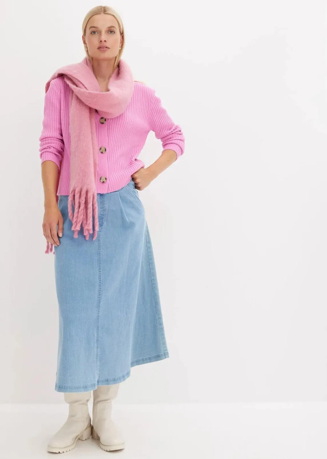 bonprix Bekleidung·Jeans|Pullover & Strickjacken^Gerippte Strickjacke rosapink
