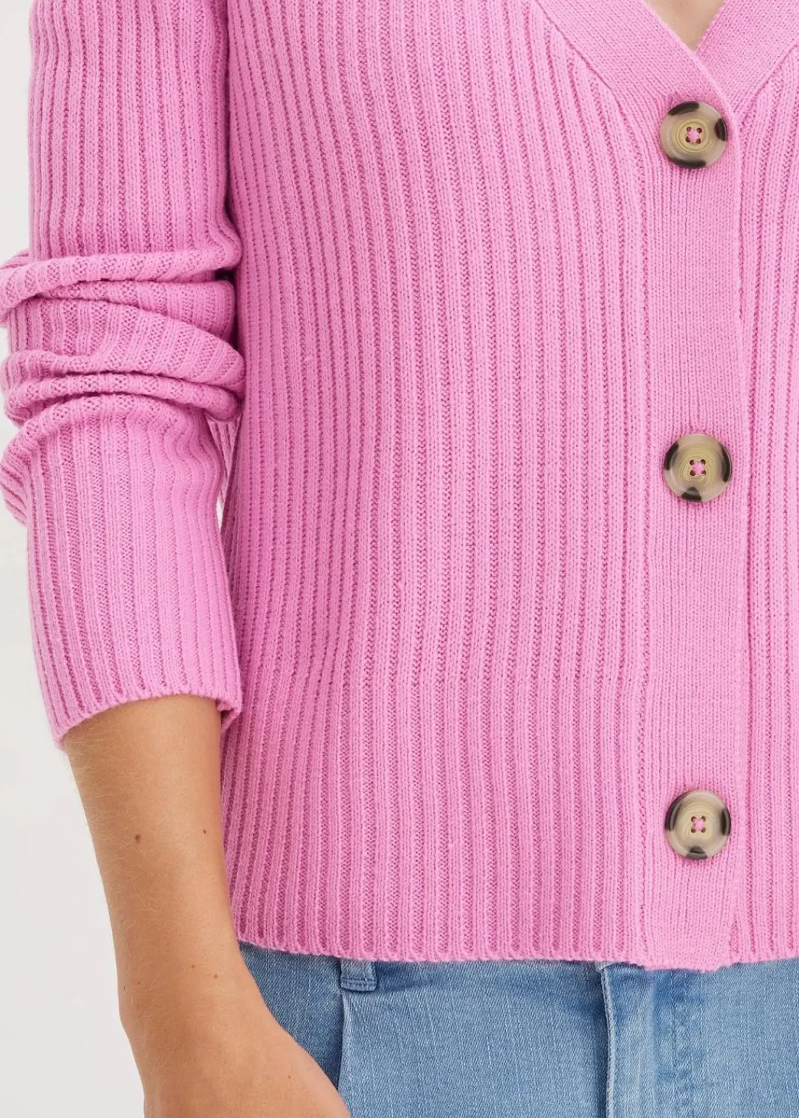 bonprix Bekleidung·Jeans|Pullover & Strickjacken^Gerippte Strickjacke rosapink