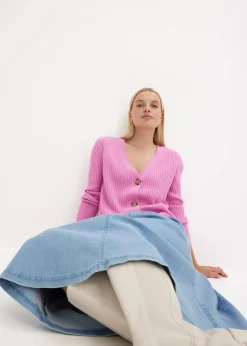 bonprix Bekleidung·Jeans|Pullover & Strickjacken^Gerippte Strickjacke rosapink