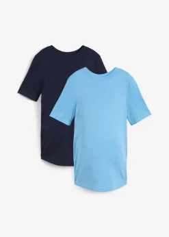 bonprix Bekleidung·Blazer|Umstandsmode^Gerippte Umstandsshirts aus reiner Bio-Baumwolle (2er Pack) dunkelblau + babyblau