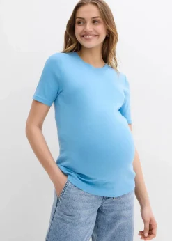 bonprix Bekleidung·Blazer|Umstandsmode^Gerippte Umstandsshirts aus reiner Bio-Baumwolle (2er Pack) dunkelblau + babyblau