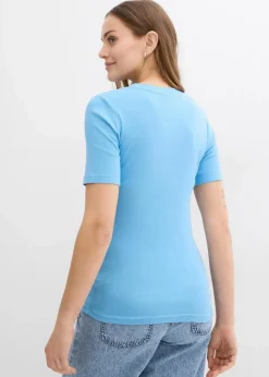 bonprix Bekleidung·Blazer|Umstandsmode^Gerippte Umstandsshirts aus reiner Bio-Baumwolle (2er Pack) dunkelblau + babyblau