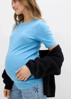 bonprix Bekleidung·Blazer|Umstandsmode^Gerippte Umstandsshirts aus reiner Bio-Baumwolle (2er Pack) dunkelblau + babyblau