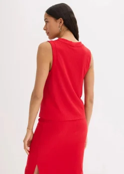 bonprix Sweat|Jacken & Mäntel^Gerippte Weste in Strickoptik tiefrot