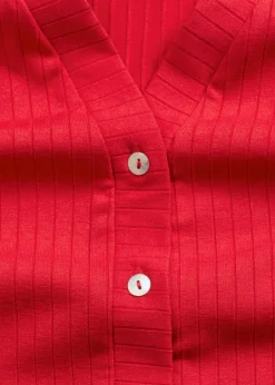 bonprix Sweat|Jacken & Mäntel^Gerippte Weste in Strickoptik tiefrot