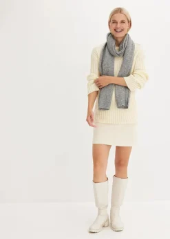 bonprix Pullover & Strickjacken|Strickmode^Gerippter Oversize-Pullover cremeweiß