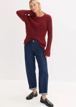 bonprix Bekleidung·Umstandsmode|Bekleidung·Jeans^Gerippter Oversize-Pullover rubinrot