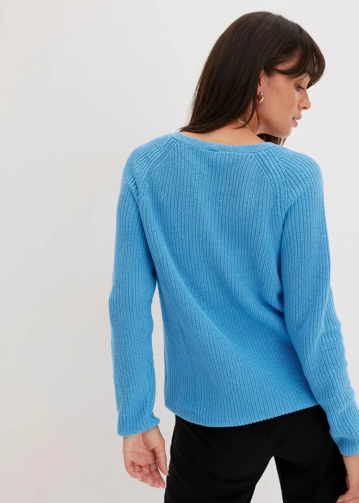 bonprix Strickmode|Bekleidung·Jeans^Gerippter Pullover aus reiner Baumwolle brilliantblau