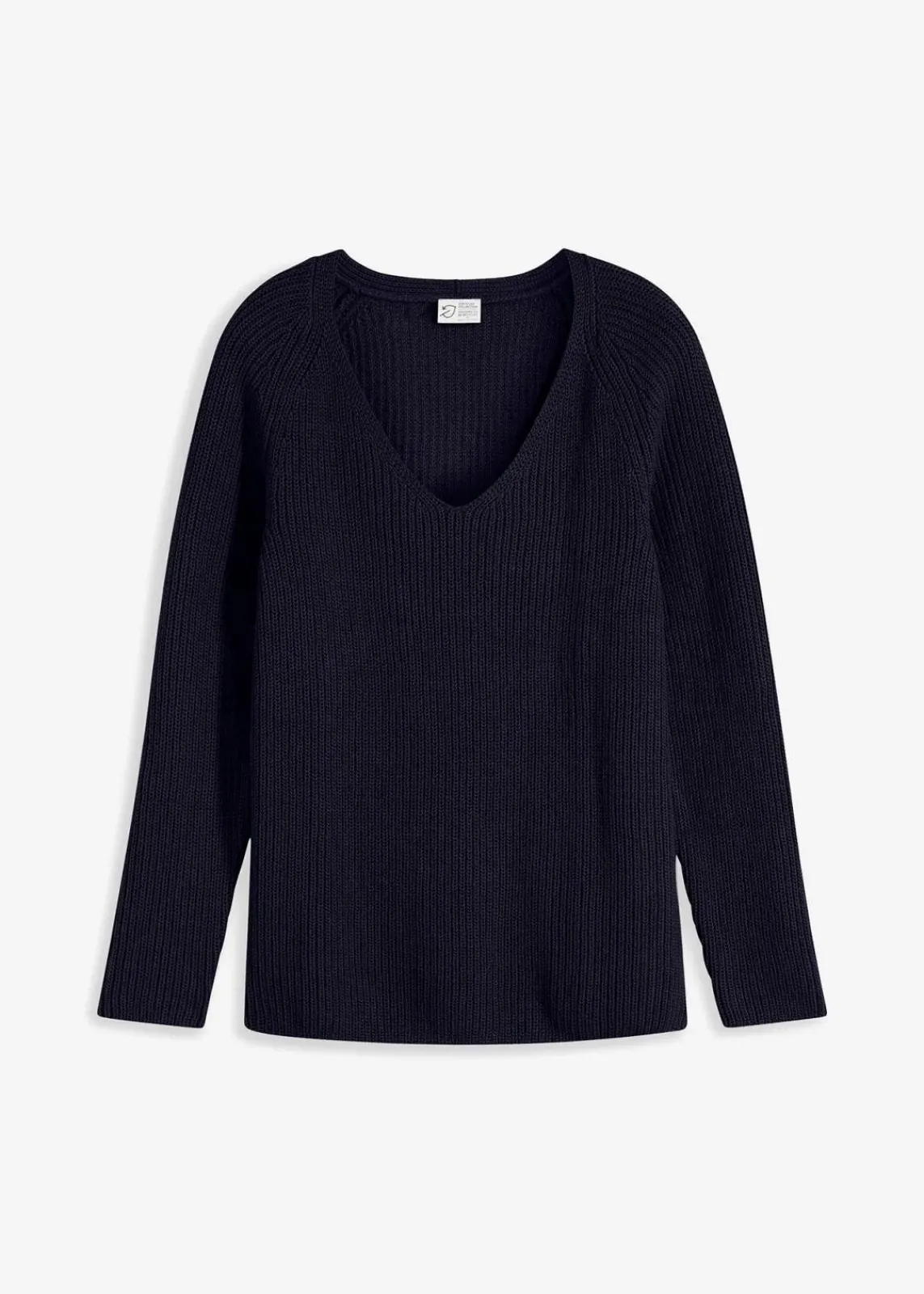 bonprix Bekleidung·Umstandsmode|Strickmode^Gerippter Pullover aus reiner Baumwolle dunkelblau