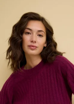 bonprix Bekleidung·Umstandsmode|Bekleidung·Jeans^Gerippter Pullover, verkürzt beere