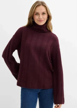 bonprix Bekleidung·Umstandsmode|Strickmode^Gerippter Rollkragenpullover weinrot