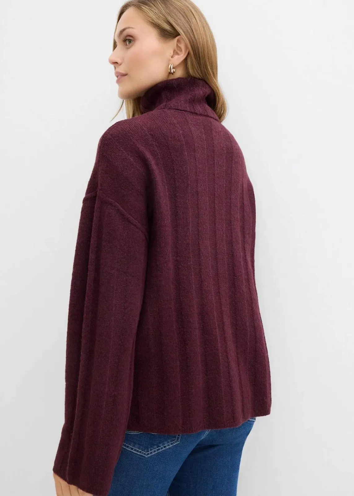 bonprix Bekleidung·Umstandsmode|Strickmode^Gerippter Rollkragenpullover weinrot