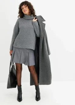 bonprix Bekleidung·Umstandsmode|Bekleidung·Jeans^Gerippter Rollkragenpullover grau meliert