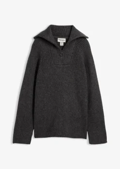 bonprix Bekleidung·Jeans|Pullover & Strickjacken^Gerippter Troyer anthrazit