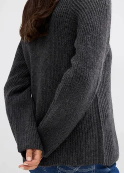 bonprix Bekleidung·Jeans|Pullover & Strickjacken^Gerippter Troyer anthrazit