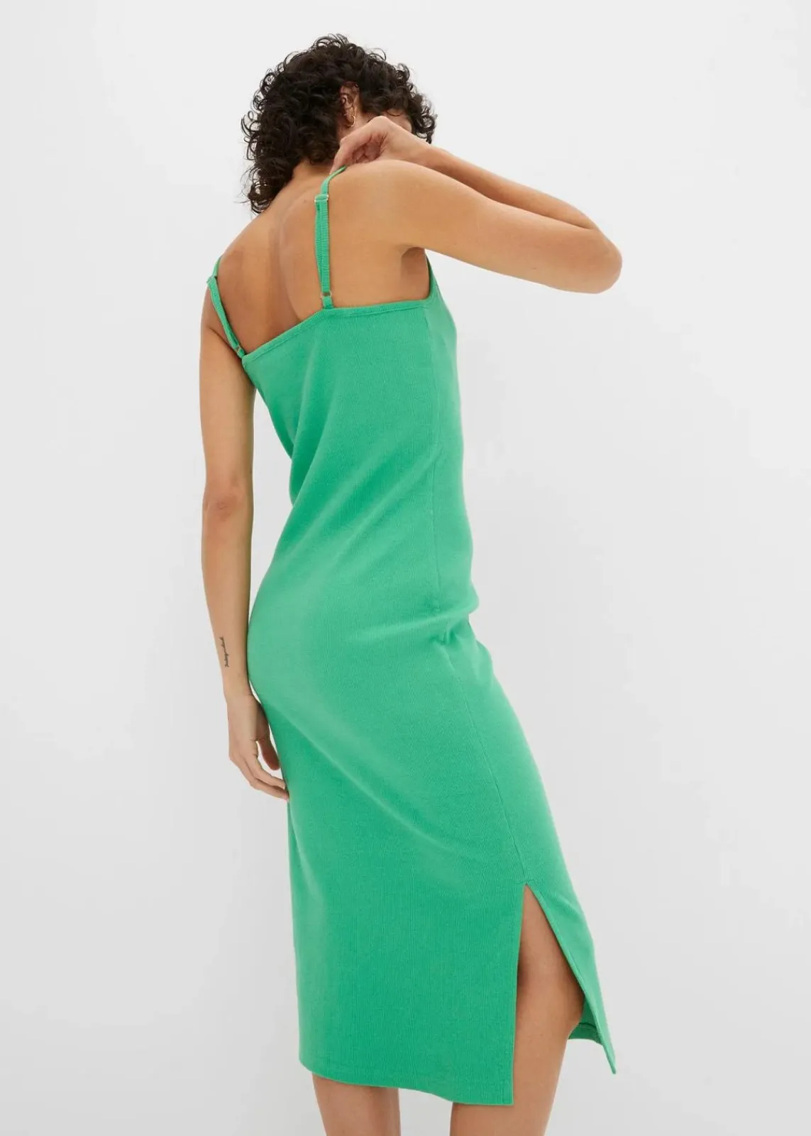 bonprix Nachhaltigere Materialien|Kleider^Geripptes Bodycon-Kleid aus elastischem Baumwoll-Mix opalgrün