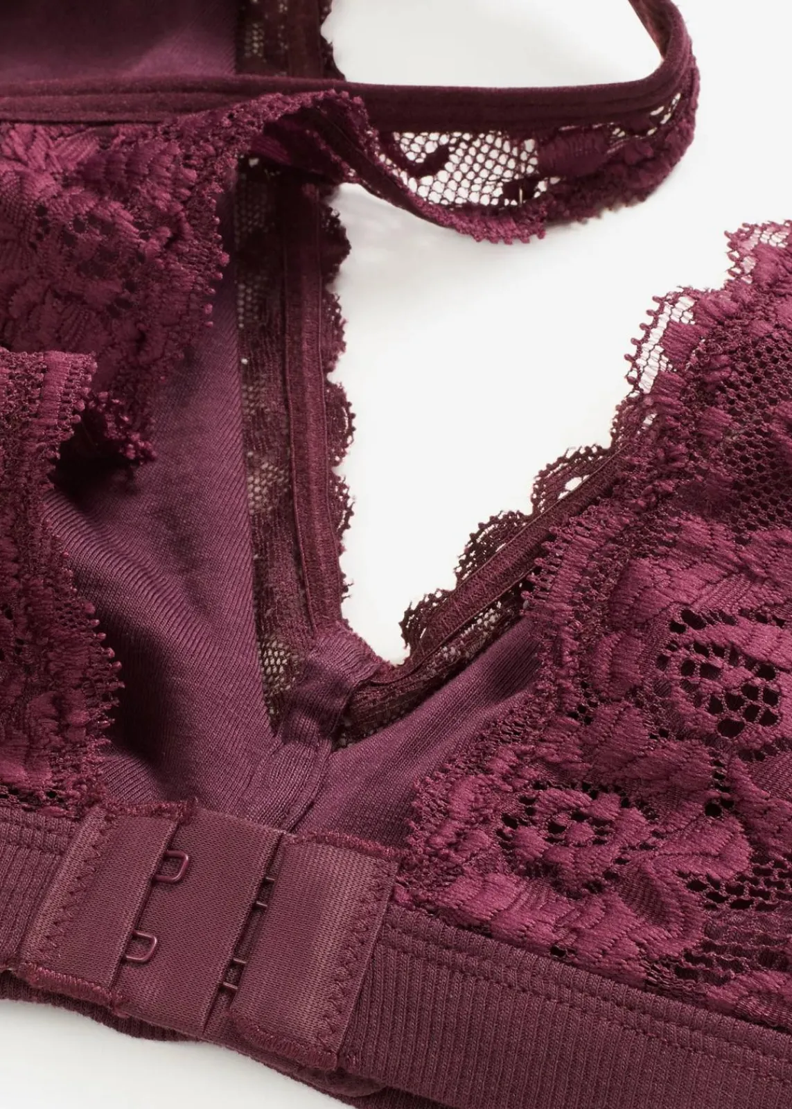 bonprix Bhs|Baumwollunterwäsche^Geripptes Bralette mit Bio-Baumwolle und Spitze weinrot