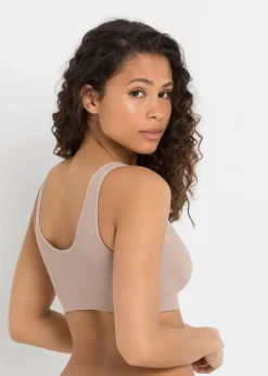 bonprix Nachhaltigere Materialien|Seamless^Geripptes Feel Comfort Seamless Bustier (2er Pack) anthrazit + mattbeige