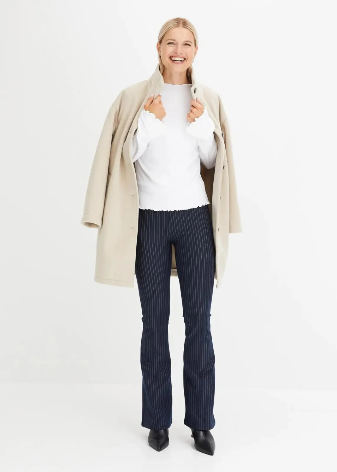 bonprix Shirts & Tops^Geripptes Langarmshirt weiß