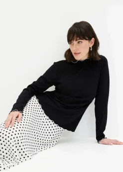 bonprix Shirts & Tops^Geripptes Langarmshirt schwarz/wollweiß