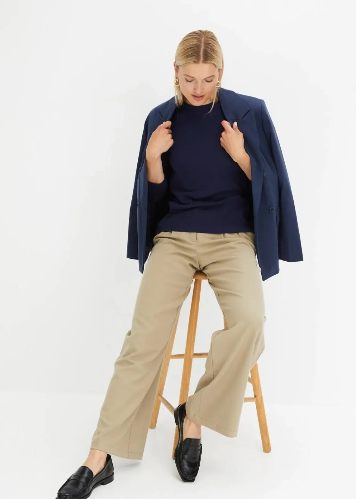 bonprix Shirts & Tops|Basics^Geripptes Langarmshirt aus reiner Baumwolle dunkelblau