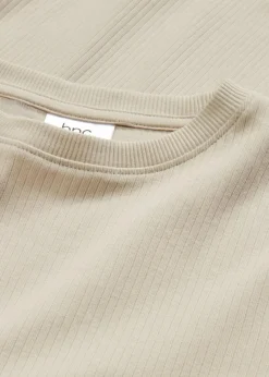 bonprix Shirts & Tops|Basics^Geripptes Langarmshirt aus reiner Baumwolle kitt
