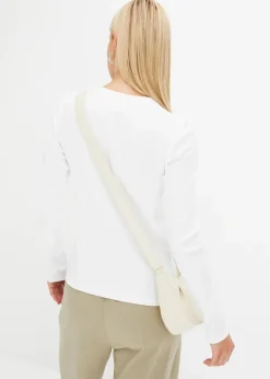 bonprix Shirts & Tops|Basics^Geripptes Langarmshirt aus reiner Baumwolle weiß