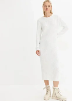 bonprix Bekleidung·Umstandsmode|Bekleidung·Pullover & Strickjacken^Geripptes Strickkleid cremeweiß