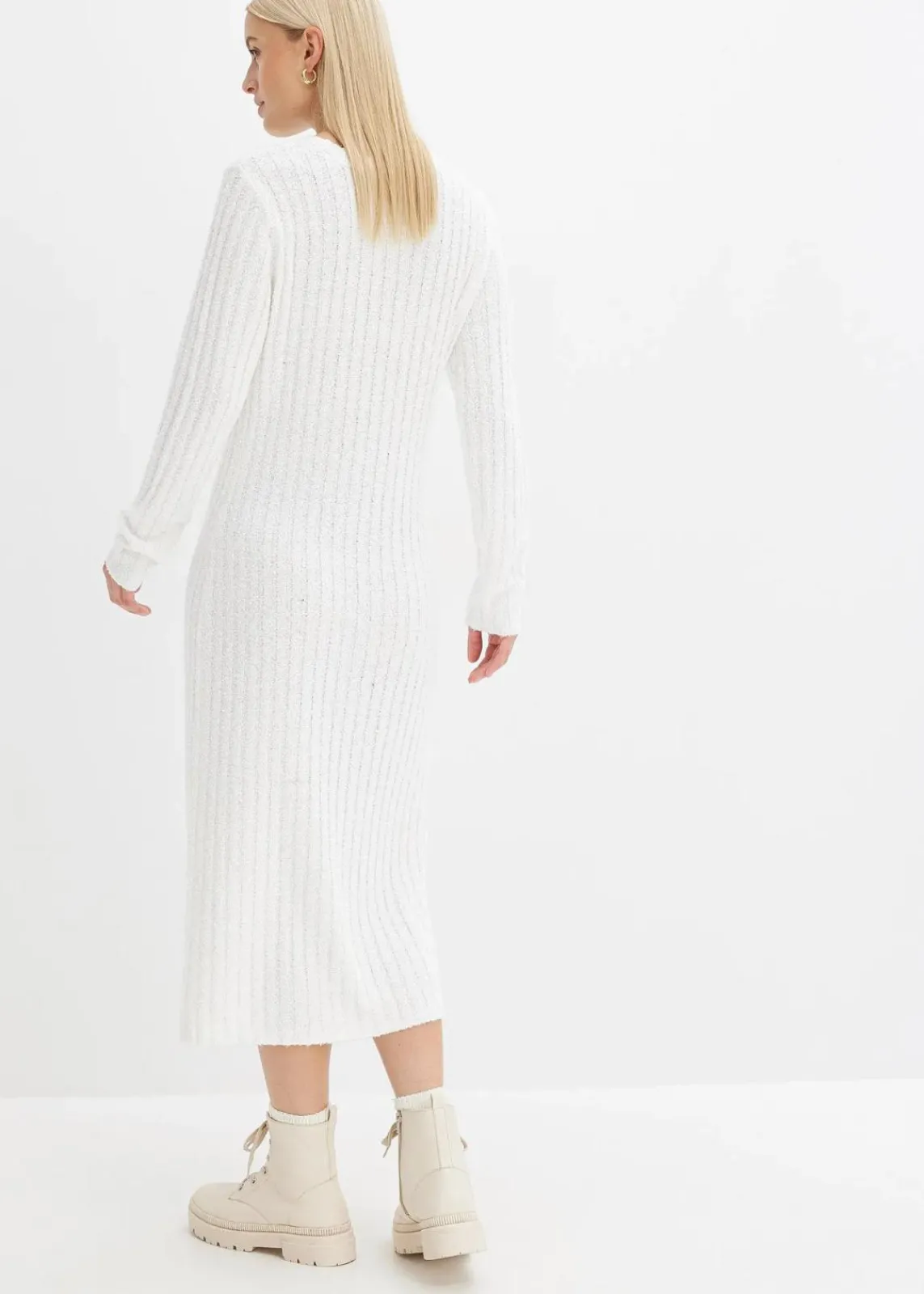 bonprix Bekleidung·Umstandsmode|Bekleidung·Pullover & Strickjacken^Geripptes Strickkleid cremeweiß