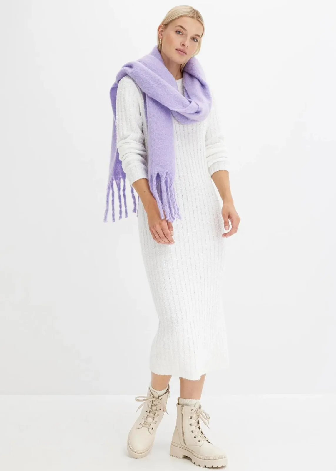 bonprix Bekleidung·Umstandsmode|Bekleidung·Pullover & Strickjacken^Geripptes Strickkleid cremeweiß