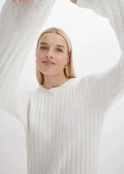 bonprix Bekleidung·Umstandsmode|Bekleidung·Pullover & Strickjacken^Geripptes Strickkleid cremeweiß