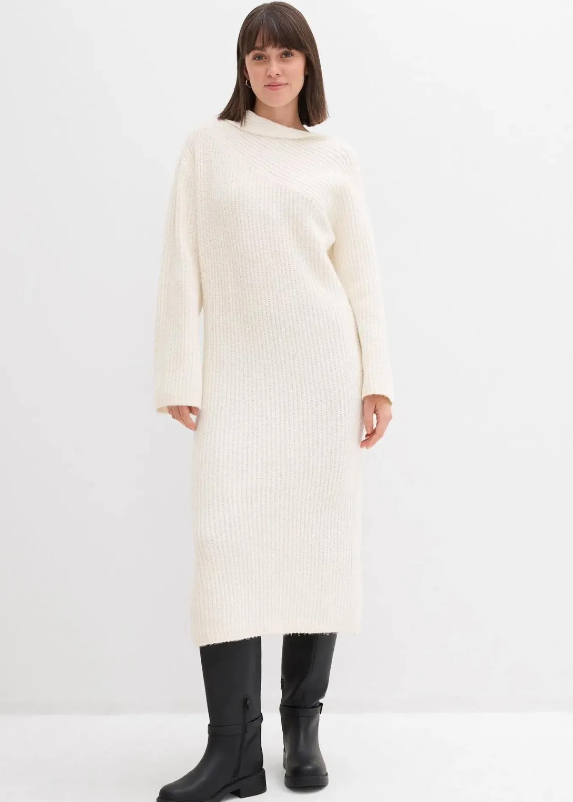 bonprix Bekleidung·Umstandsmode|Bekleidung·Pullover & Strickjacken^Geripptes Strickkleid perlweiß
