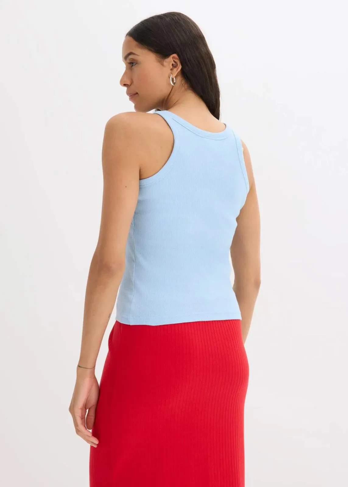 bonprix Wäsche·Unterhemden|Bekleidung·Röcke^Geripptes Tanktop hellblau