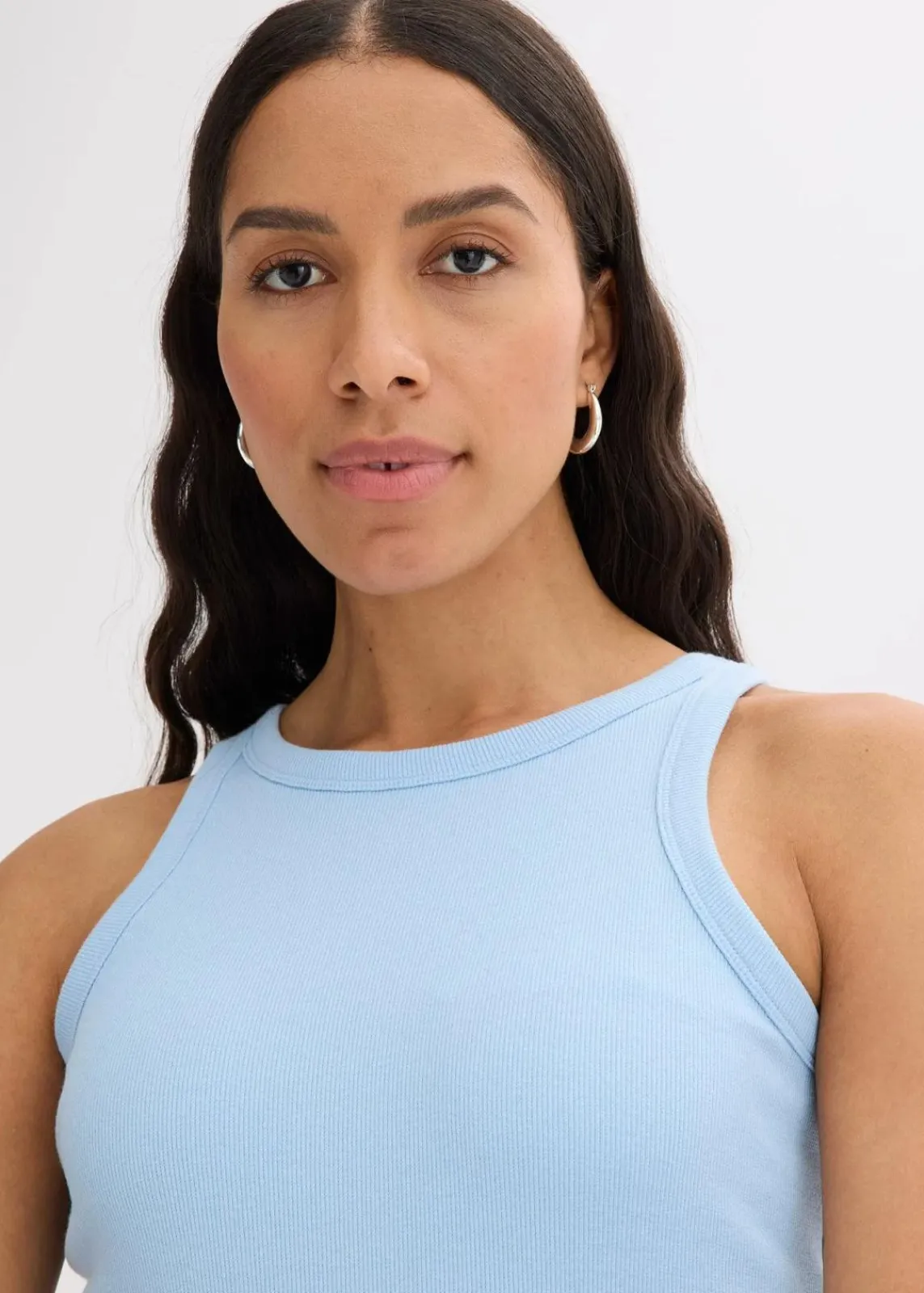bonprix Wäsche·Unterhemden|Bekleidung·Röcke^Geripptes Tanktop hellblau