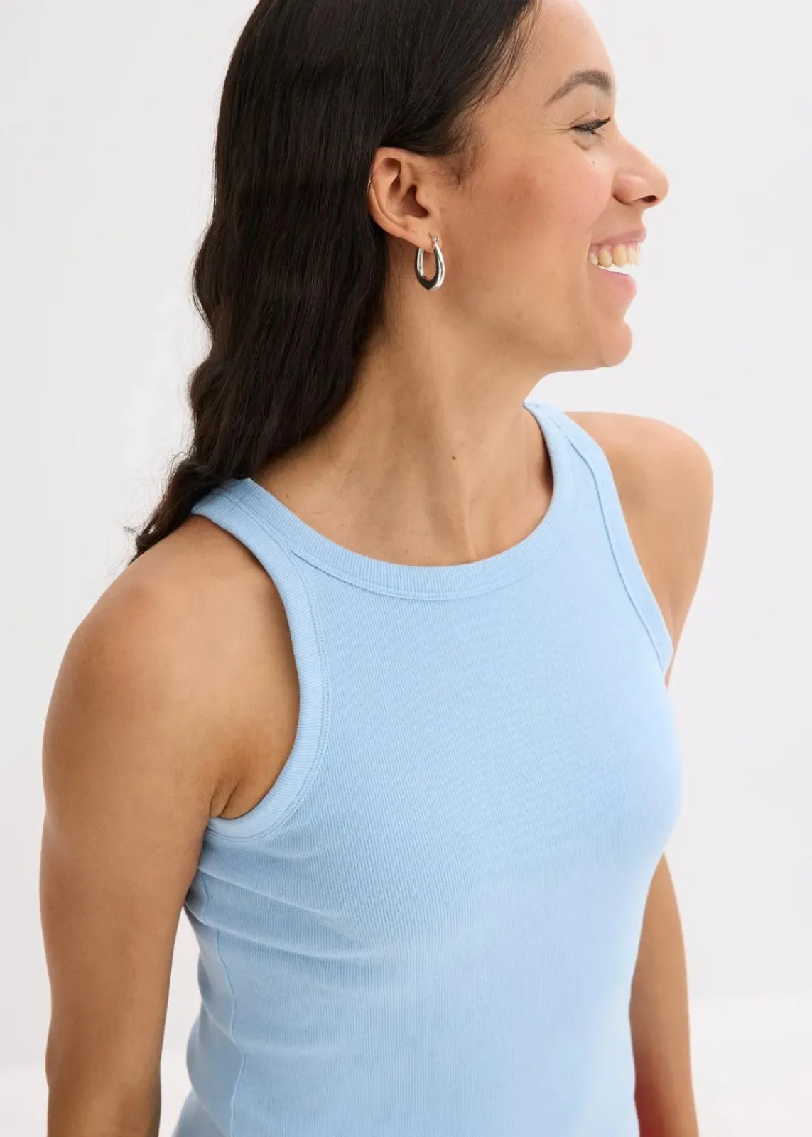 bonprix Wäsche·Unterhemden|Bekleidung·Röcke^Geripptes Tanktop hellblau