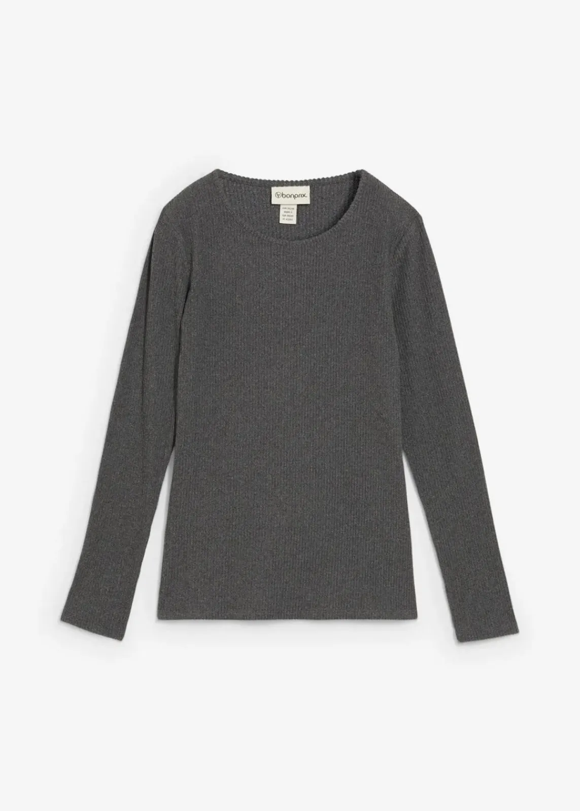bonprix Bekleidung·Jumpsuits|Bekleidung·Röcke^Geripptes Thermoshirt grau meliert meliert