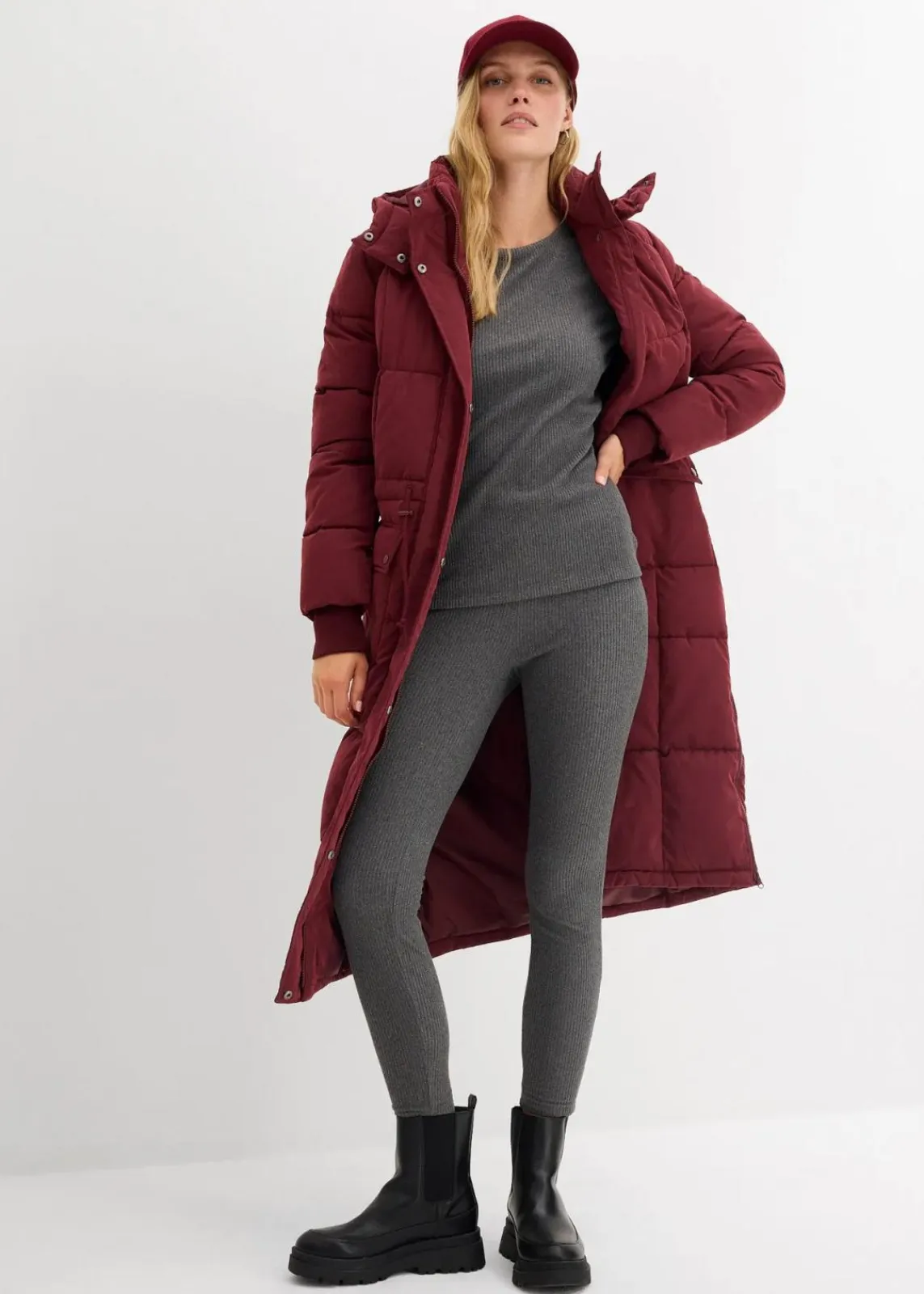 bonprix Bekleidung·Jumpsuits|Bekleidung·Röcke^Geripptes Thermoshirt grau meliert meliert
