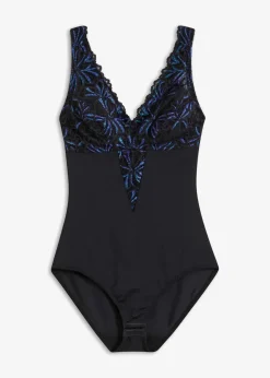 bonprix Wäsche·Bodies|Wäsche·Shapewear^Geschmückter Shape Body mit mittlerer Formkraft schwarz/multilurex