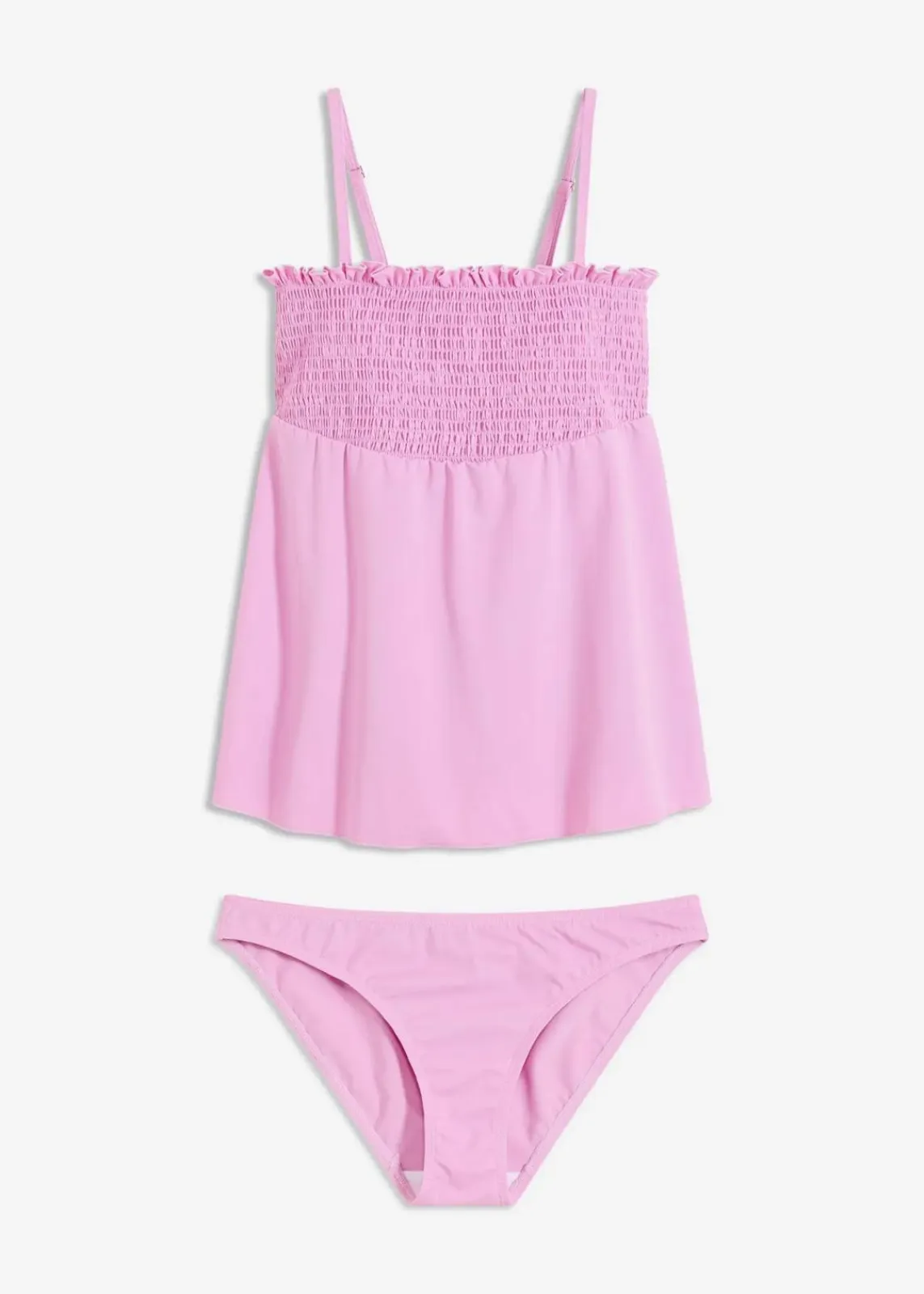 bonprix Nachhaltigere Materialien|Tankinis^Gesmokter Bandeau-Tankini (2-tlg.Set) helllila