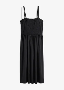 bonprix Bekleidung·Pullover & Strickjacken|Kleider^Gesmoktes Trägerkleid aus leichtem Crêpe schwarz